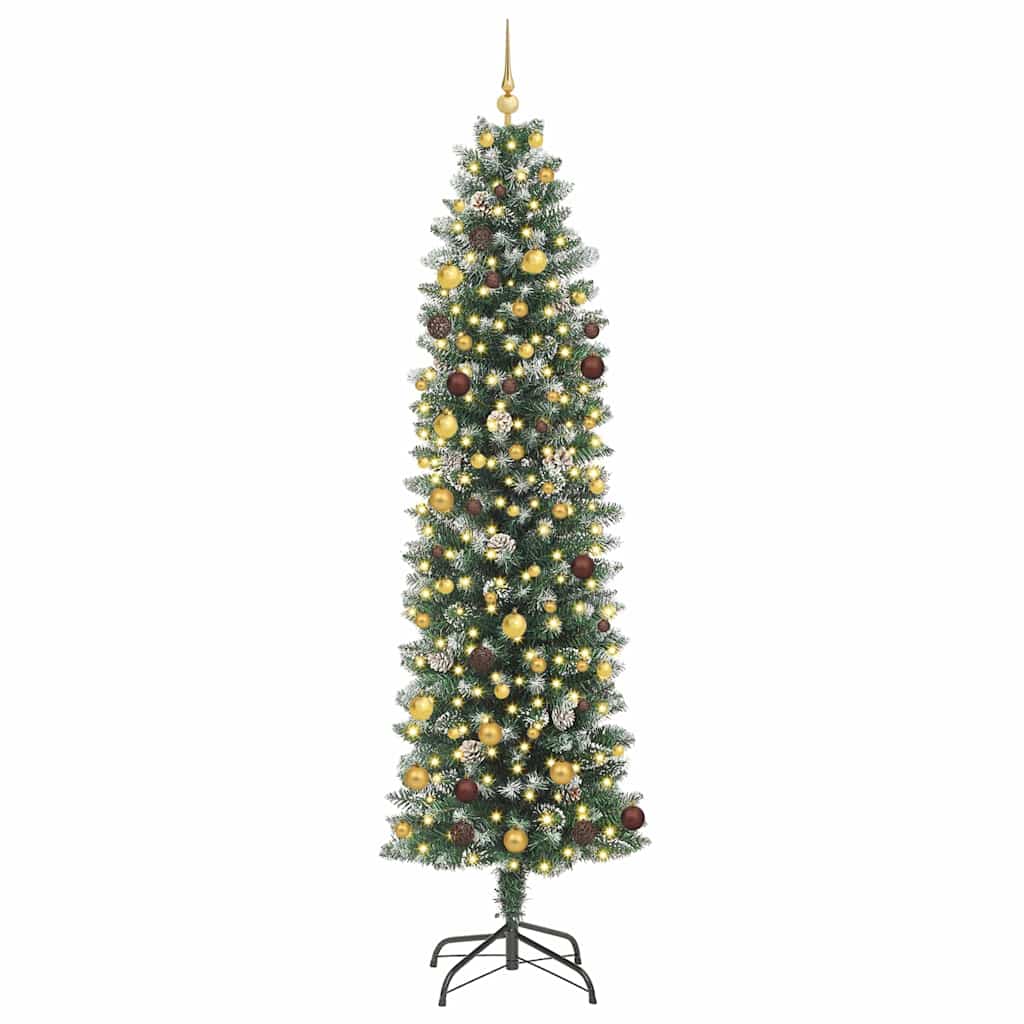 Arbre de Noël artificiel slim avec 300 LED Vert et blanc 240 cm