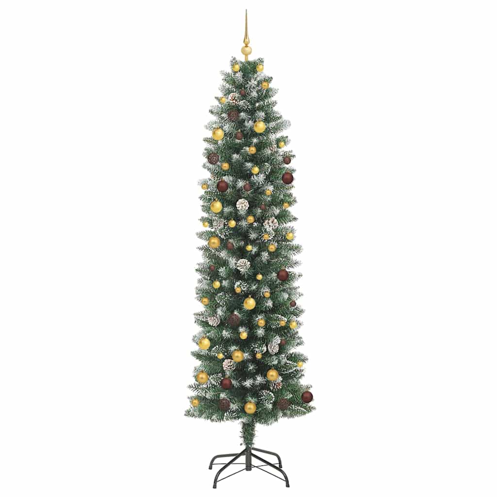 Arbre de Noël artificiel slim avec 300 LED Vert et blanc 240 cm