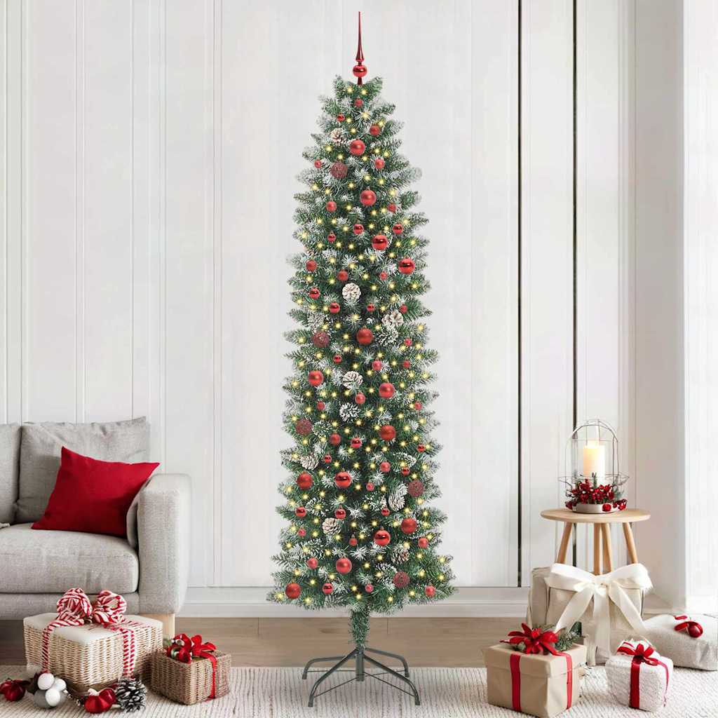 Arbre de Noël artificiel slim avec 300 LED Vert et blanc 240 cm - XIOS