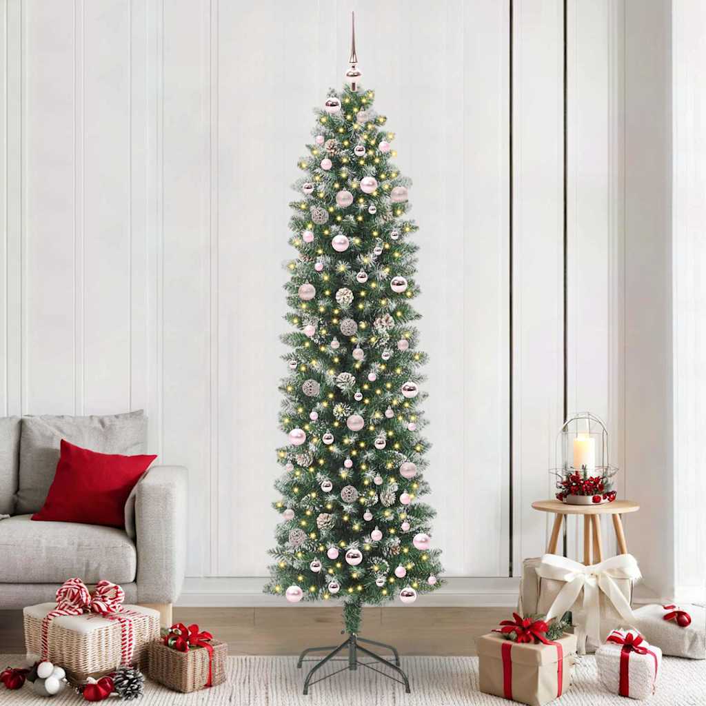 Arbre de Noël artificiel slim avec 300 LED Vert et blanc 240 cm - XIOS