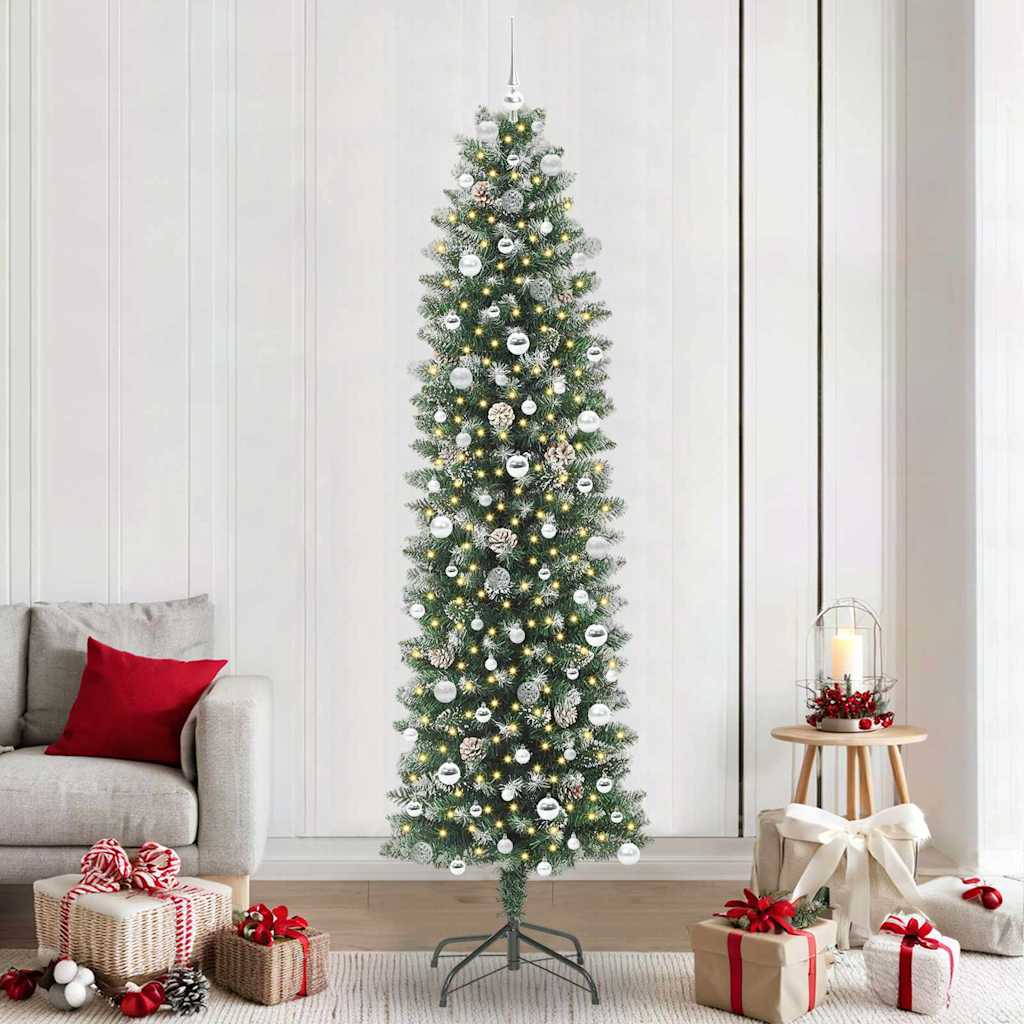 Arbre de Noël artificiel slim avec 300 LED Vert et blanc 240 cm - XIOS