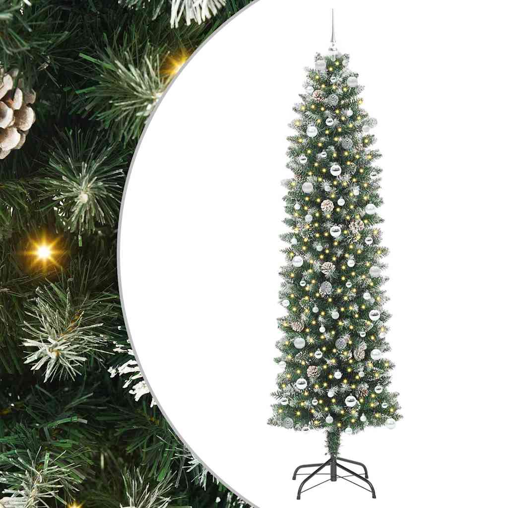 Arbre de Noël artificiel slim avec 300 LED Vert et blanc 240 cm - XIOS
