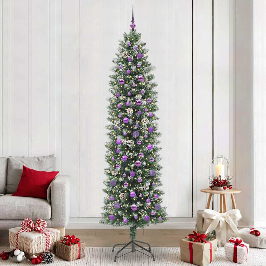 Arbre de Noël artificiel slim avec 300 LED Vert et blanc 240 cm - XIOS