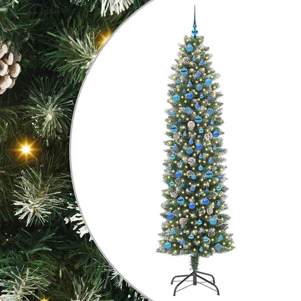 Arbre de Noël artificiel slim avec 300 LED Vert et blanc 240 cm - XIOS