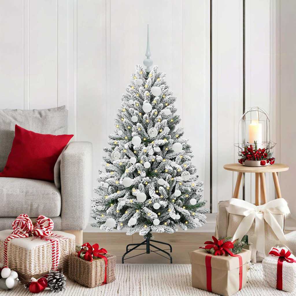 Sapin de Noël artificiel Vert et blanc 120 cm PVC et métal - XIOS