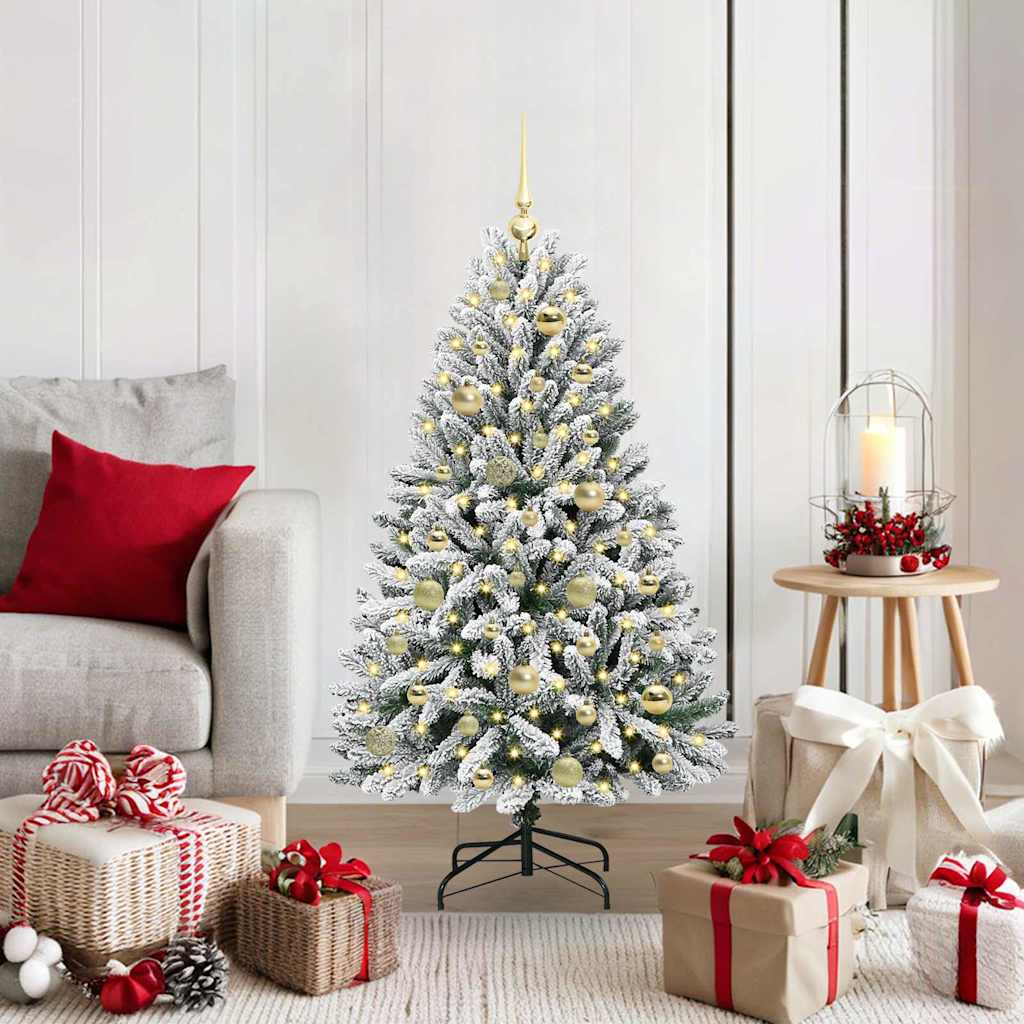 Sapin de Noël artificiel Vert et blanc 120 cm PVC et métal - XIOS
