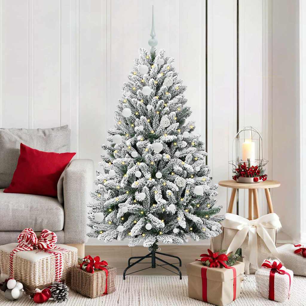 Sapin de Noël artificiel Vert et blanc 150 cm PVC et métal - XIOS