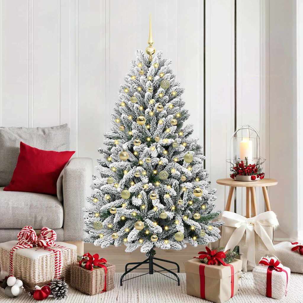 Sapin de Noël artificiel Vert et blanc 150 cm PVC et métal - XIOS