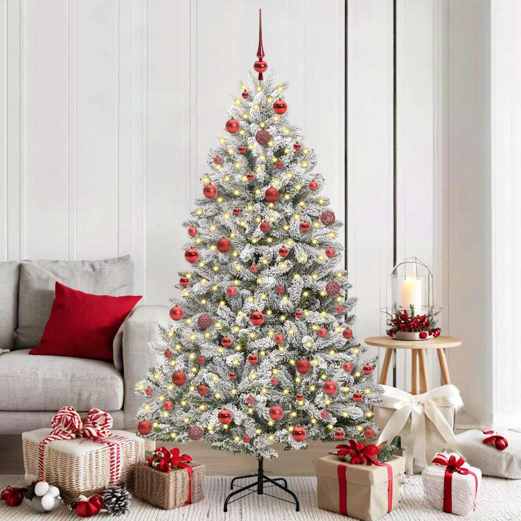 Sapin de Noël artificiel Vert et blanc 180 cm PVC et métal - XIOS