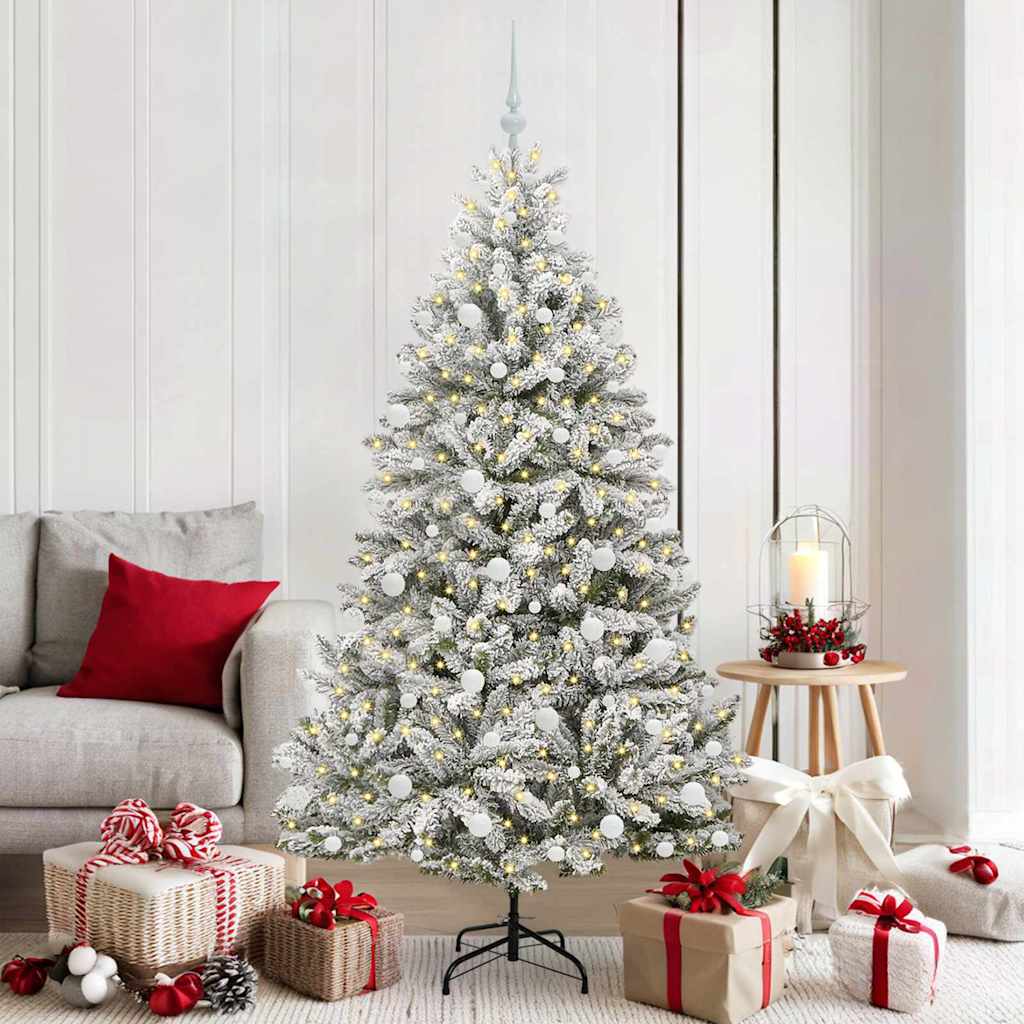 Sapin de Noël artificiel Vert et blanc 180 cm PVC et métal - XIOS