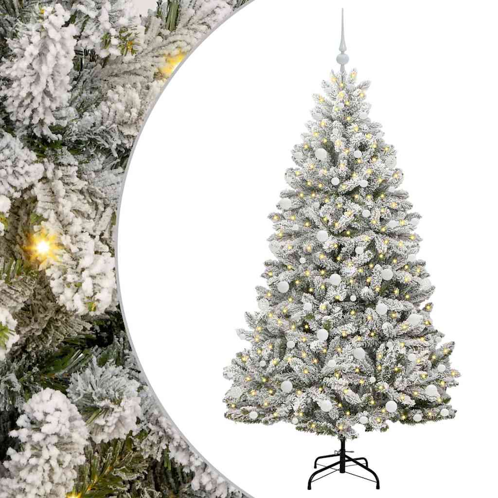 Sapin de Noël artificiel Vert et blanc 180 cm PVC et métal - XIOS