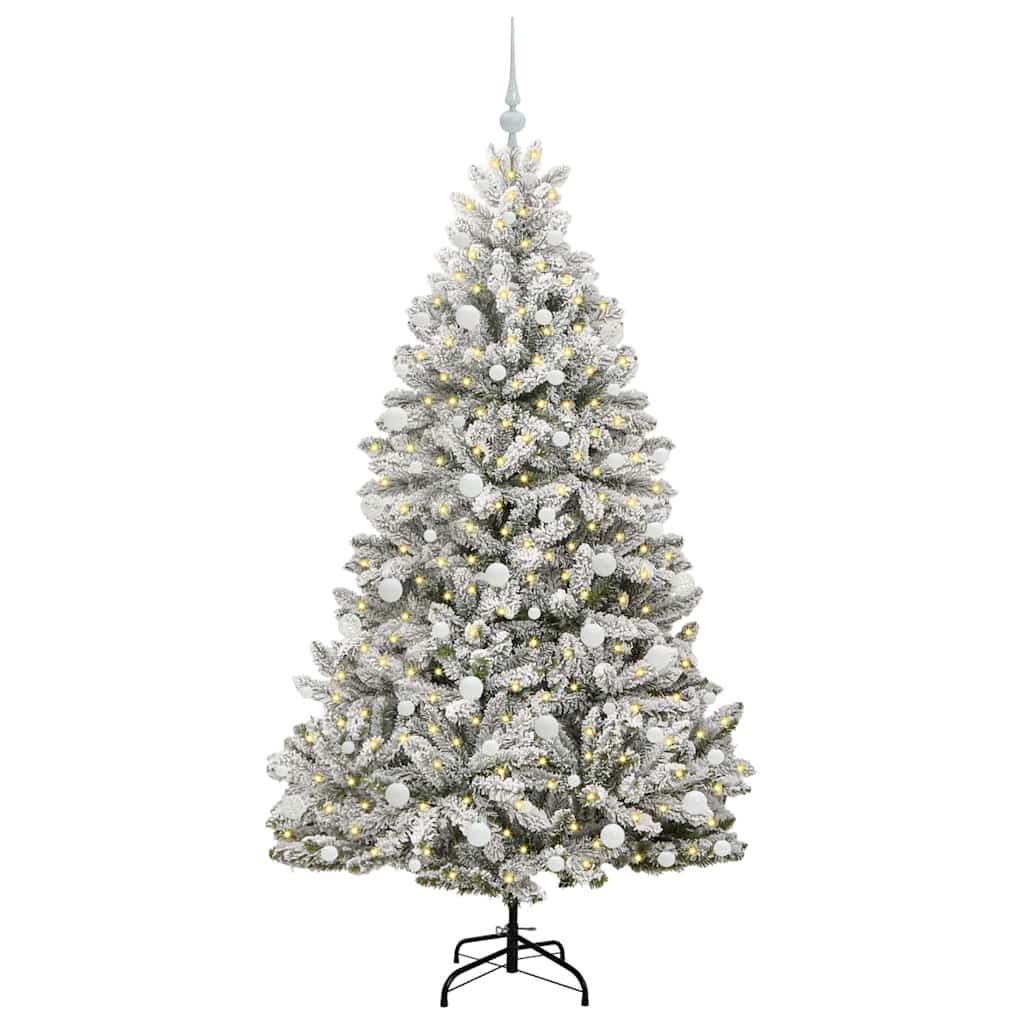 Sapin de Noël artificiel Vert et blanc 180 cm PVC et métal - XIOS