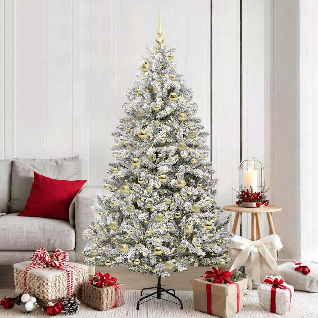 Sapin de Noël artificiel Vert et blanc 180 cm PVC et métal - XIOS
