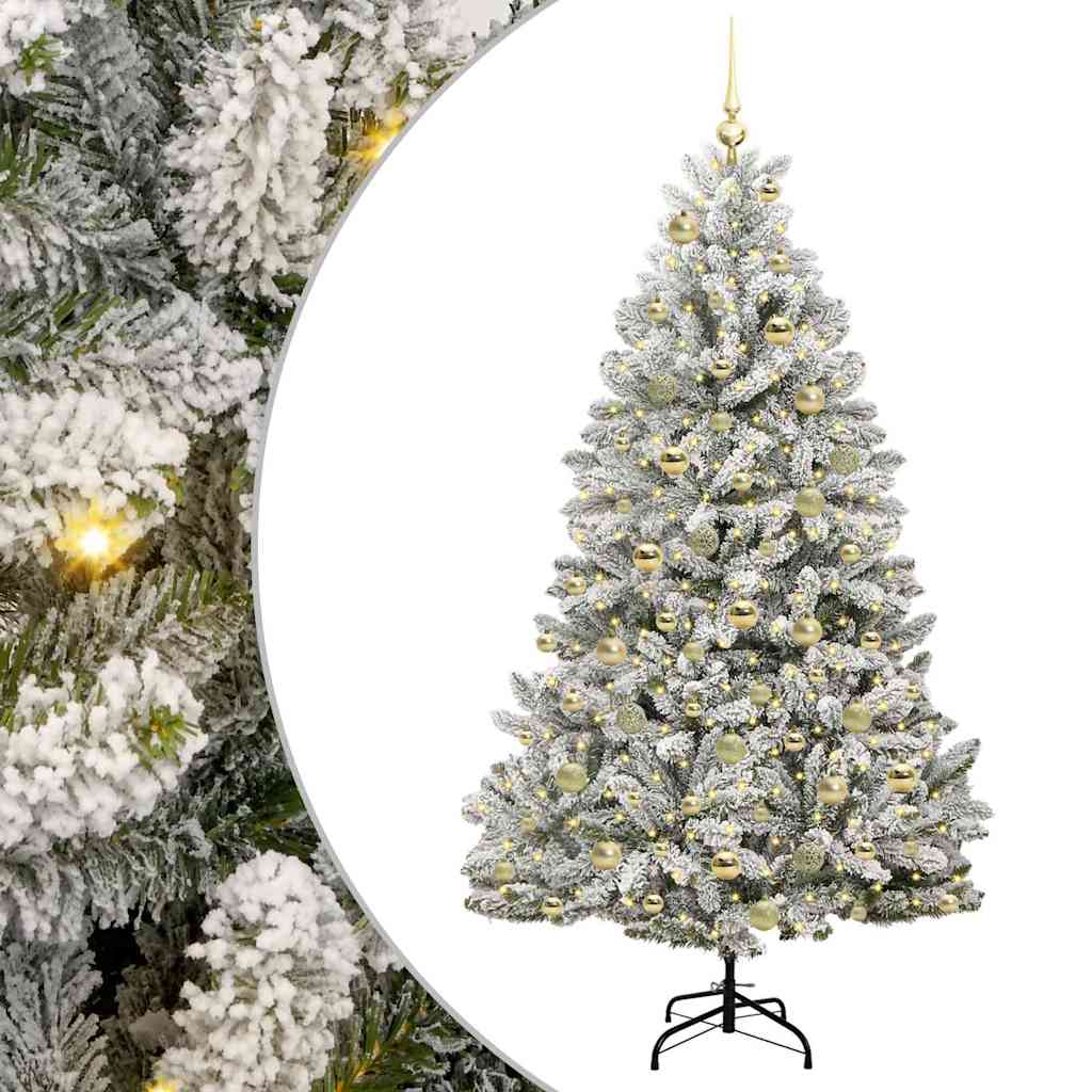 Sapin de Noël artificiel Vert et blanc 180 cm PVC et métal - XIOS