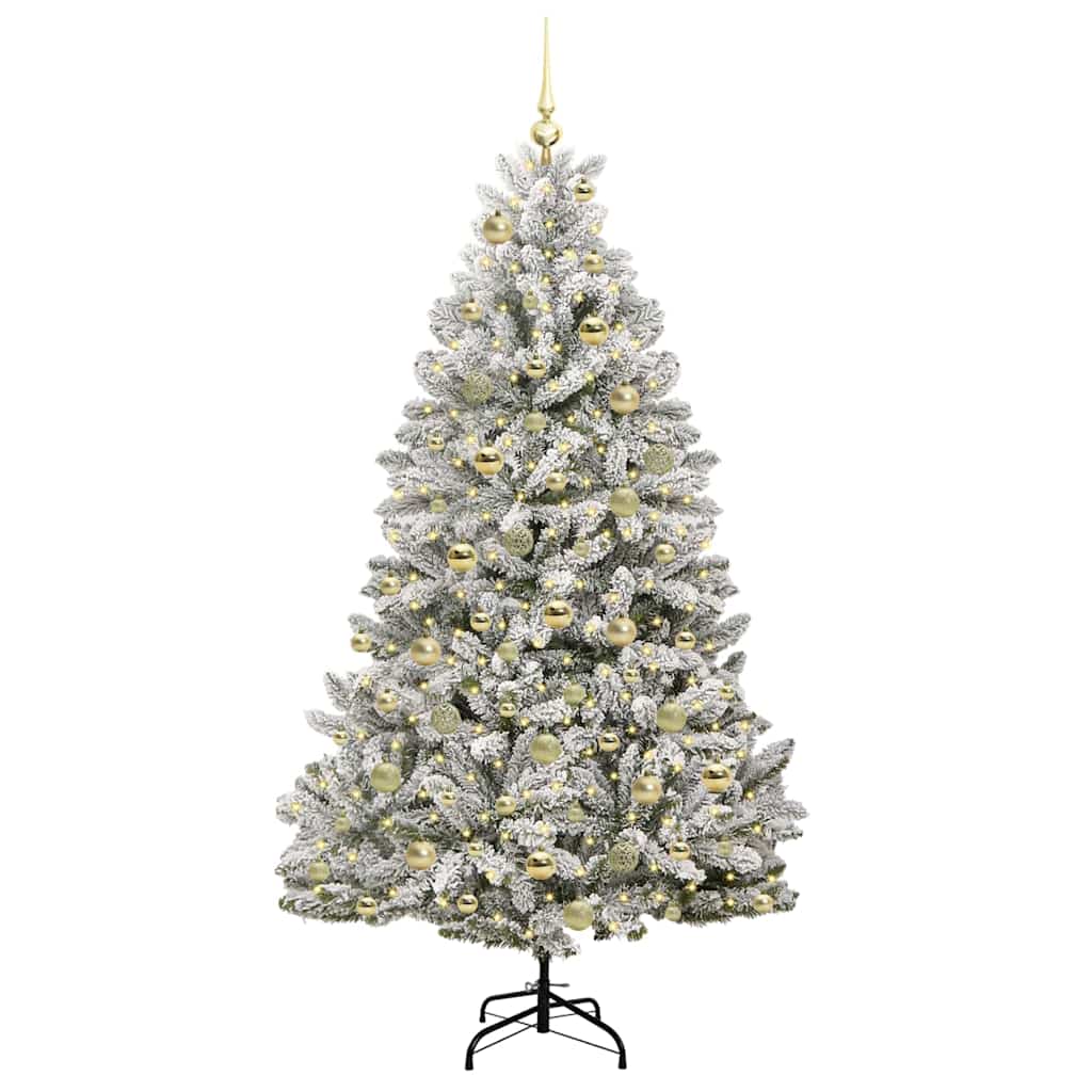Sapin de Noël artificiel Vert et blanc 180 cm PVC et métal - XIOS