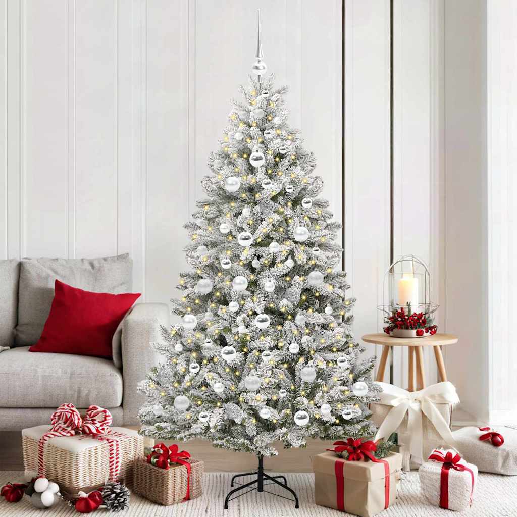 Sapin de Noël artificiel Vert et blanc 180 cm PVC et métal - XIOS