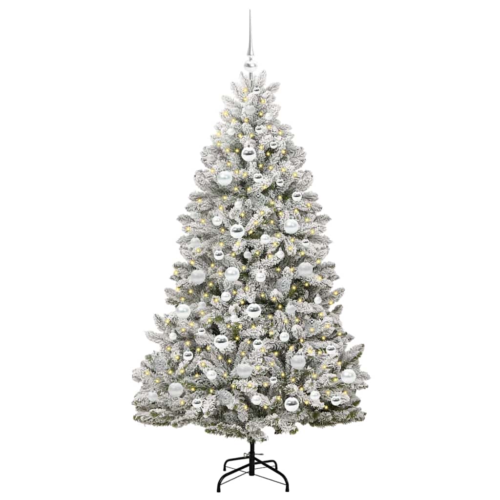 Sapin de Noël artificiel Vert et blanc 180 cm PVC et métal - XIOS