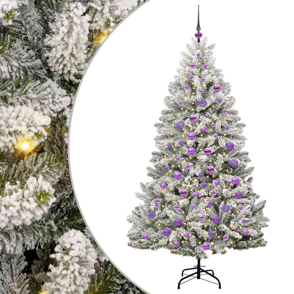 Sapin de Noël artificiel Vert et blanc 180 cm PVC et métal - XIOS