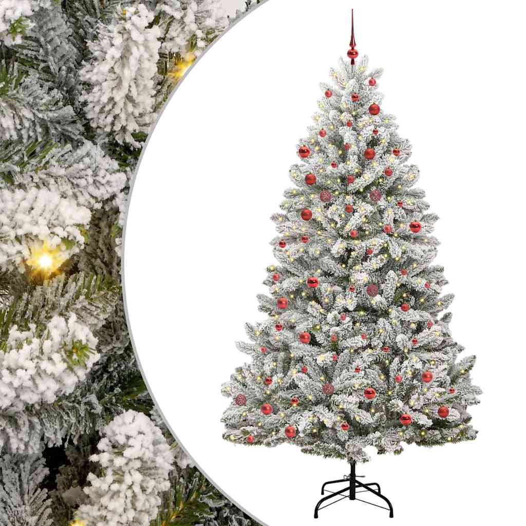 Sapin de Noël artificiel Vert et blanc 210 cm PVC et métal - XIOS