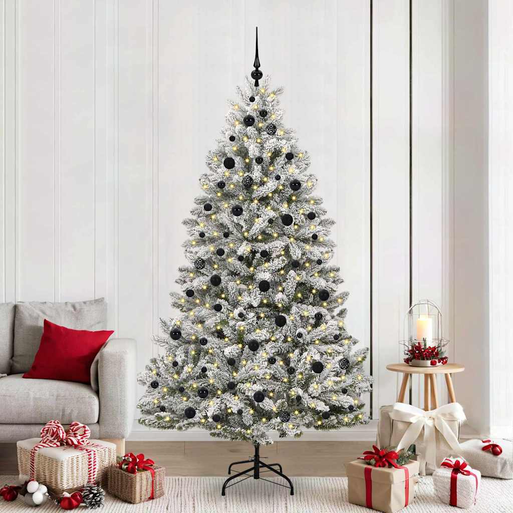 Sapin de Noël artificiel Vert et blanc 210 cm PVC et métal - XIOS