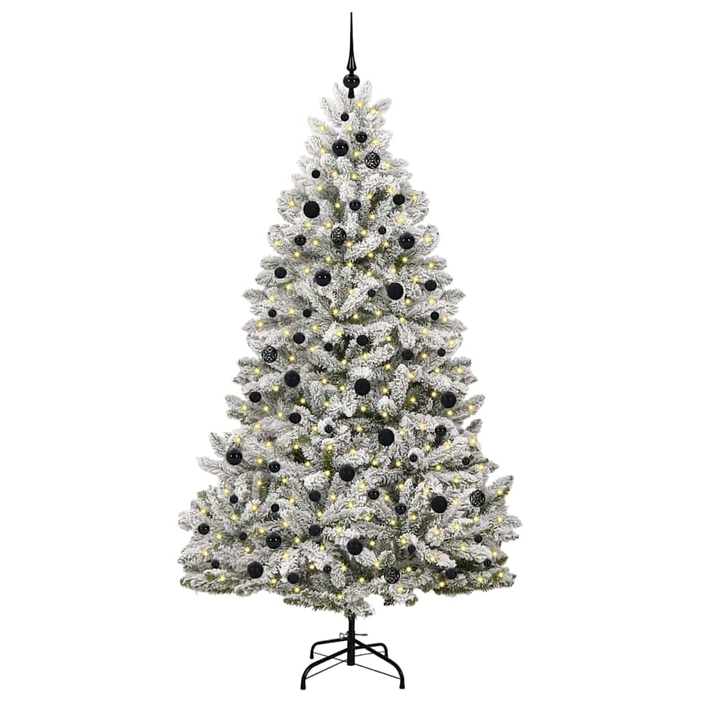 Sapin de Noël artificiel Vert et blanc 210 cm PVC et métal - XIOS