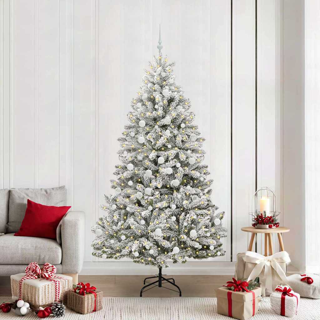 Sapin de Noël artificiel Vert et blanc 210 cm PVC et métal - XIOS