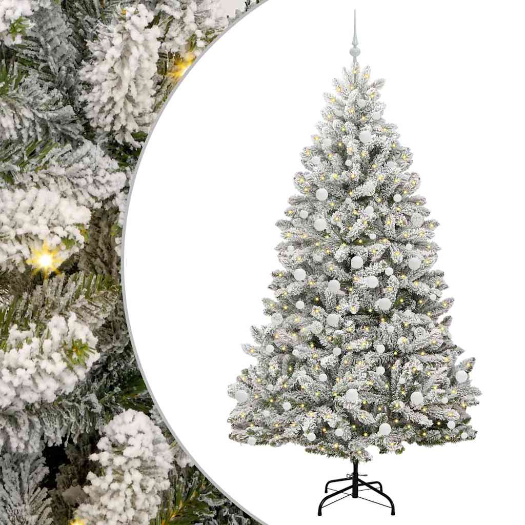 Sapin de Noël artificiel Vert et blanc 210 cm PVC et métal - XIOS
