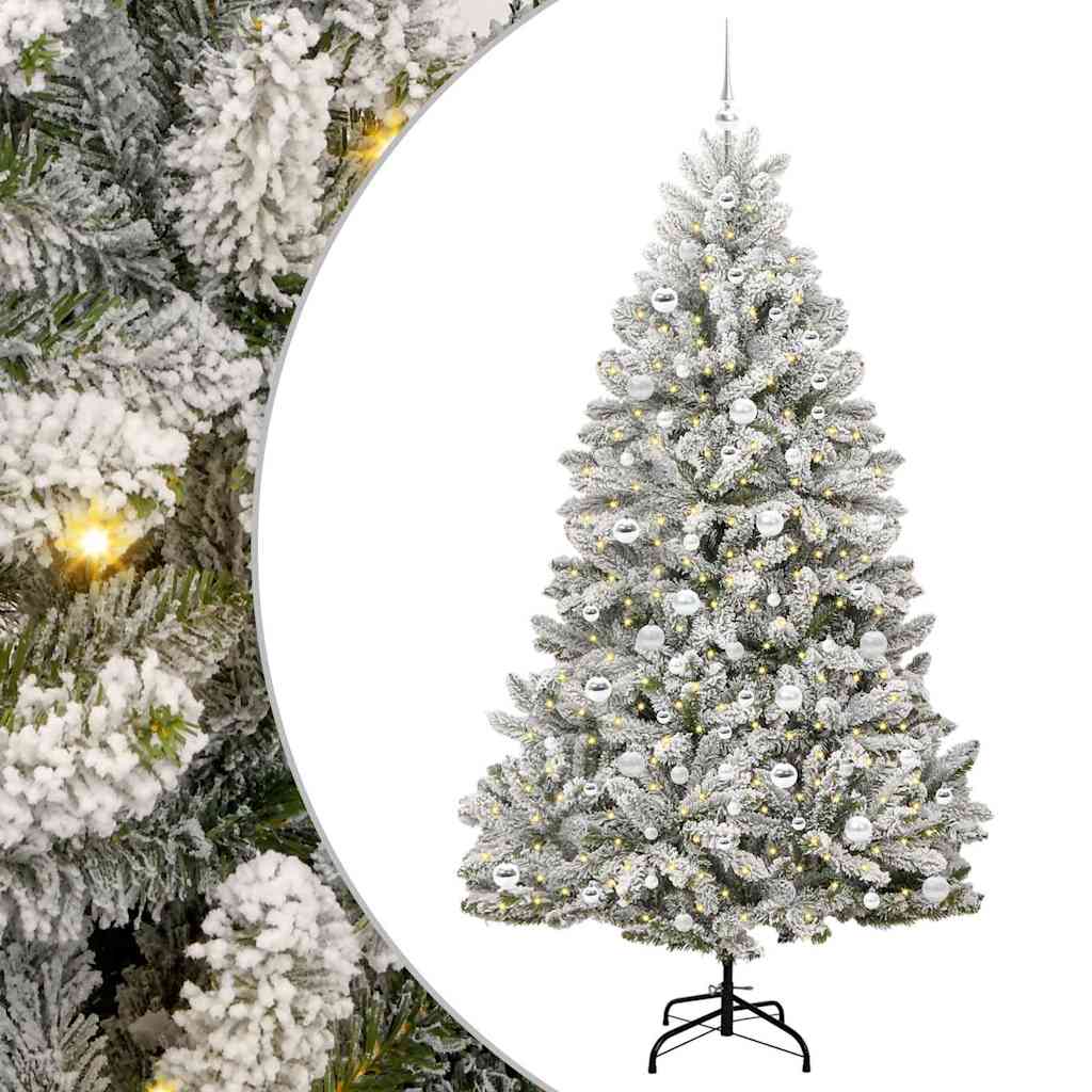 Sapin de Noël artificiel Vert et blanc 210 cm PVC et métal - XIOS