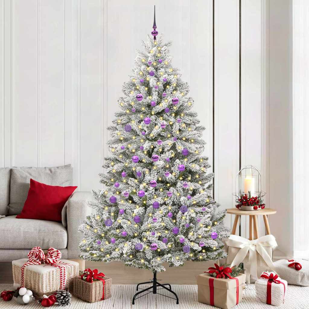Sapin de Noël artificiel Vert et blanc 210 cm PVC et métal - XIOS