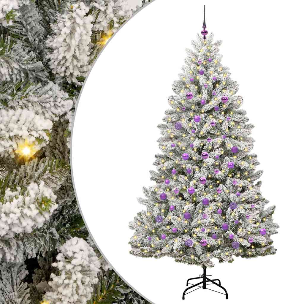 Sapin de Noël artificiel Vert et blanc 210 cm PVC et métal - XIOS