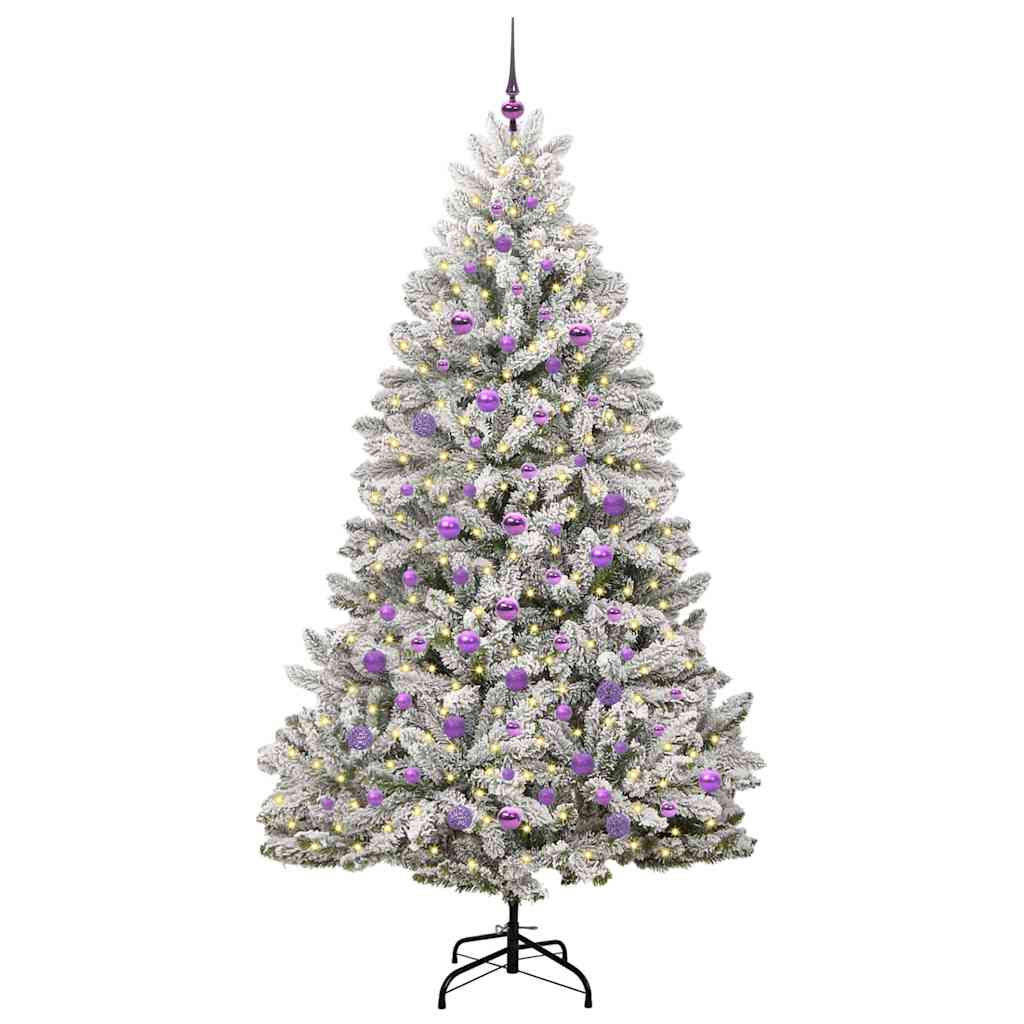 Sapin de Noël artificiel Vert et blanc 210 cm PVC et métal - XIOS