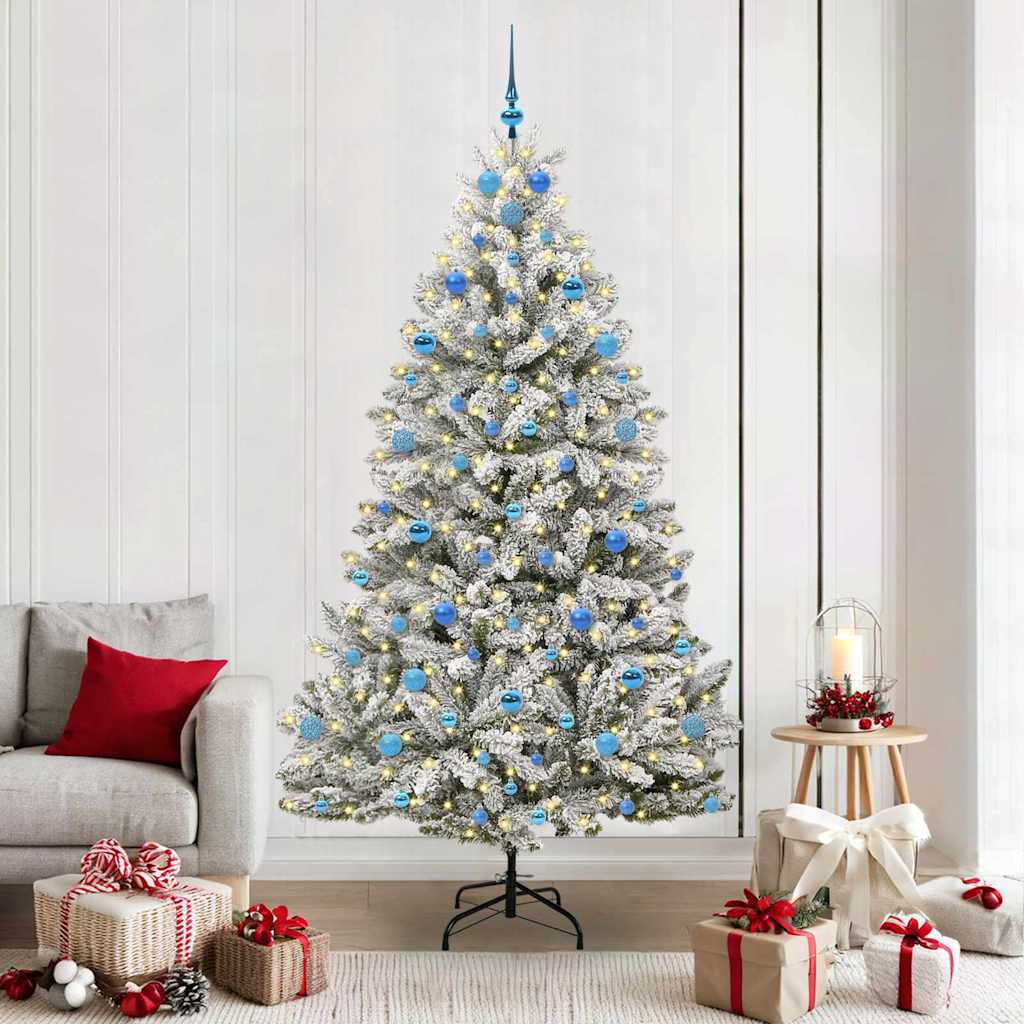 Sapin de Noël artificiel Vert et blanc 210 cm PVC et métal - XIOS