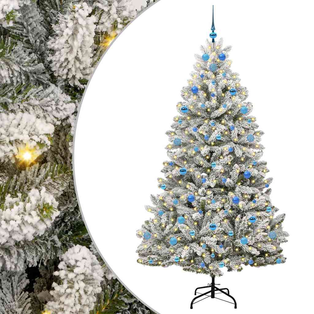 Sapin de Noël artificiel Vert et blanc 210 cm PVC et métal - XIOS