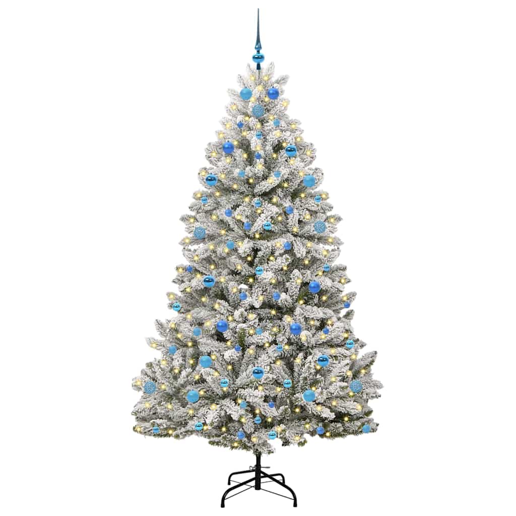 Sapin de Noël artificiel Vert et blanc 210 cm PVC et métal - XIOS
