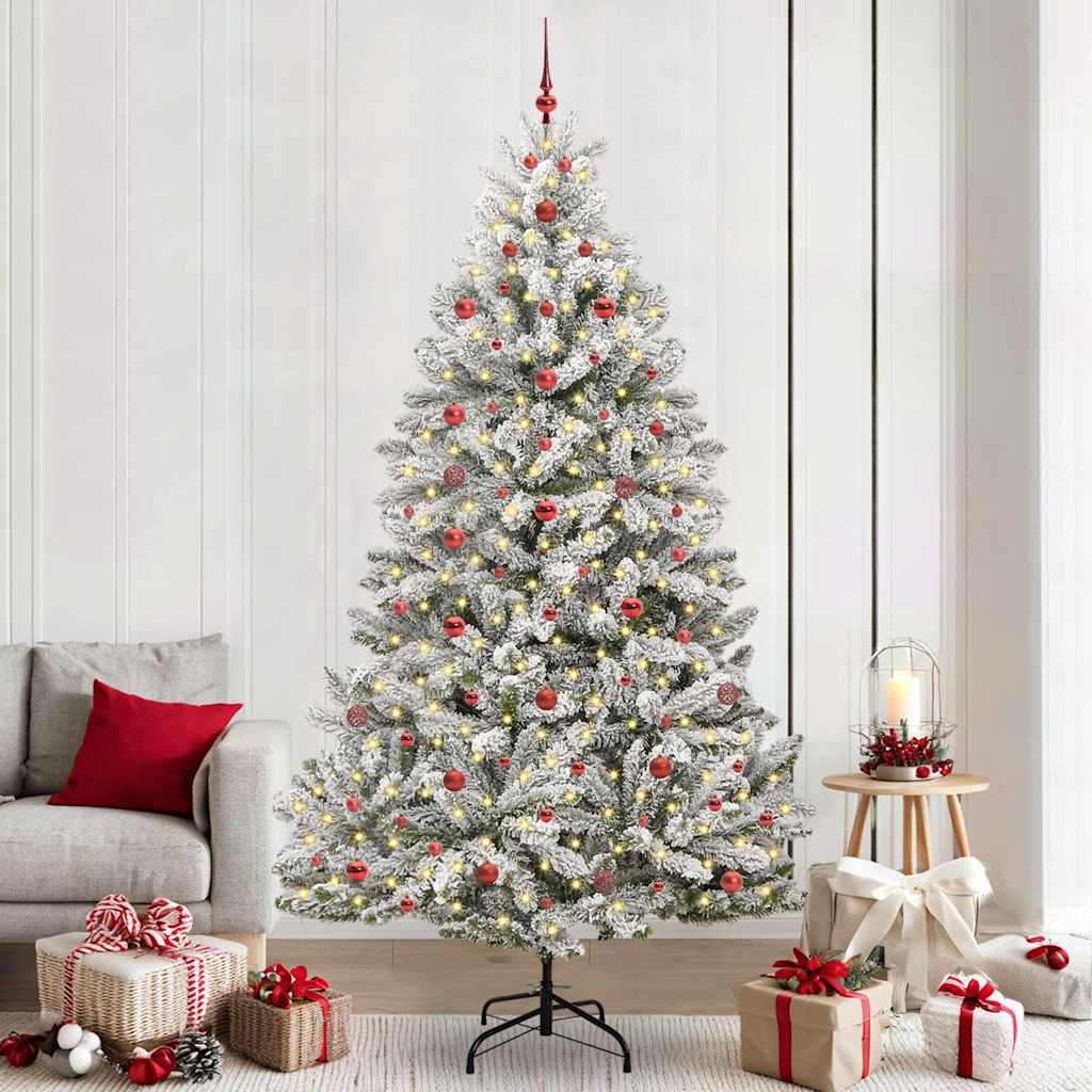 Sapin de Noël artificiel Vert et blanc 240 cm PVC et métal - XIOS