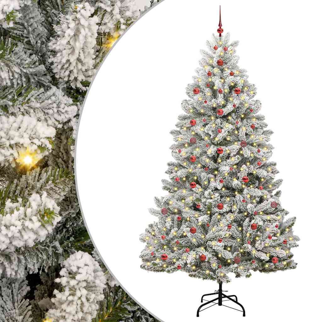 Sapin de Noël artificiel Vert et blanc 240 cm PVC et métal - XIOS