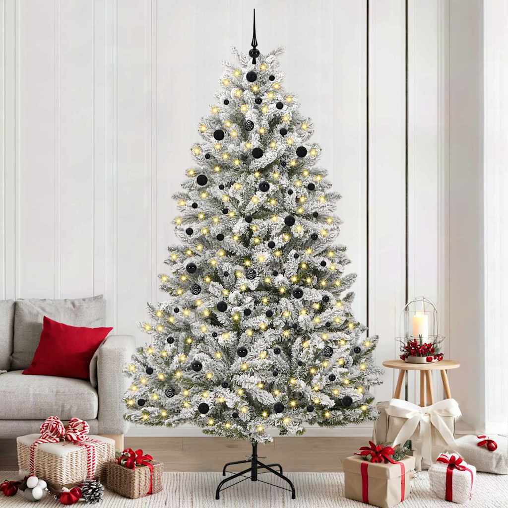 Sapin de Noël artificiel Vert et blanc 240 cm PVC et métal - XIOS