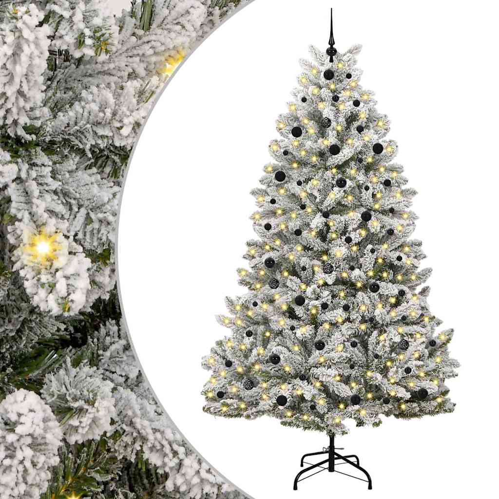 Sapin de Noël artificiel Vert et blanc 240 cm PVC et métal - XIOS