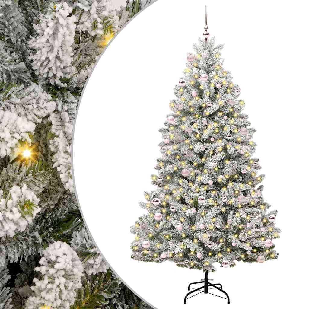 Sapin de Noël artificiel Vert et blanc 240 cm PVC et métal - XIOS