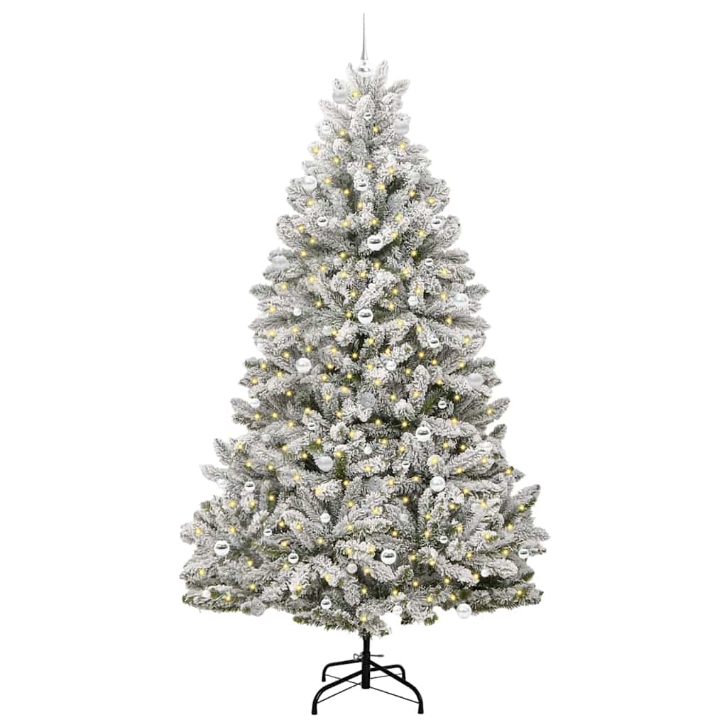 Sapin de Noël artificiel Vert et blanc 240 cm PVC et métal - XIOS