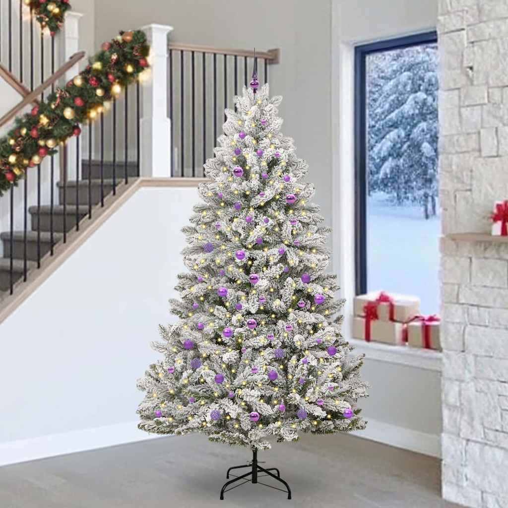 Sapin de Noël artificiel Vert et blanc 240 cm PVC et métal - XIOS