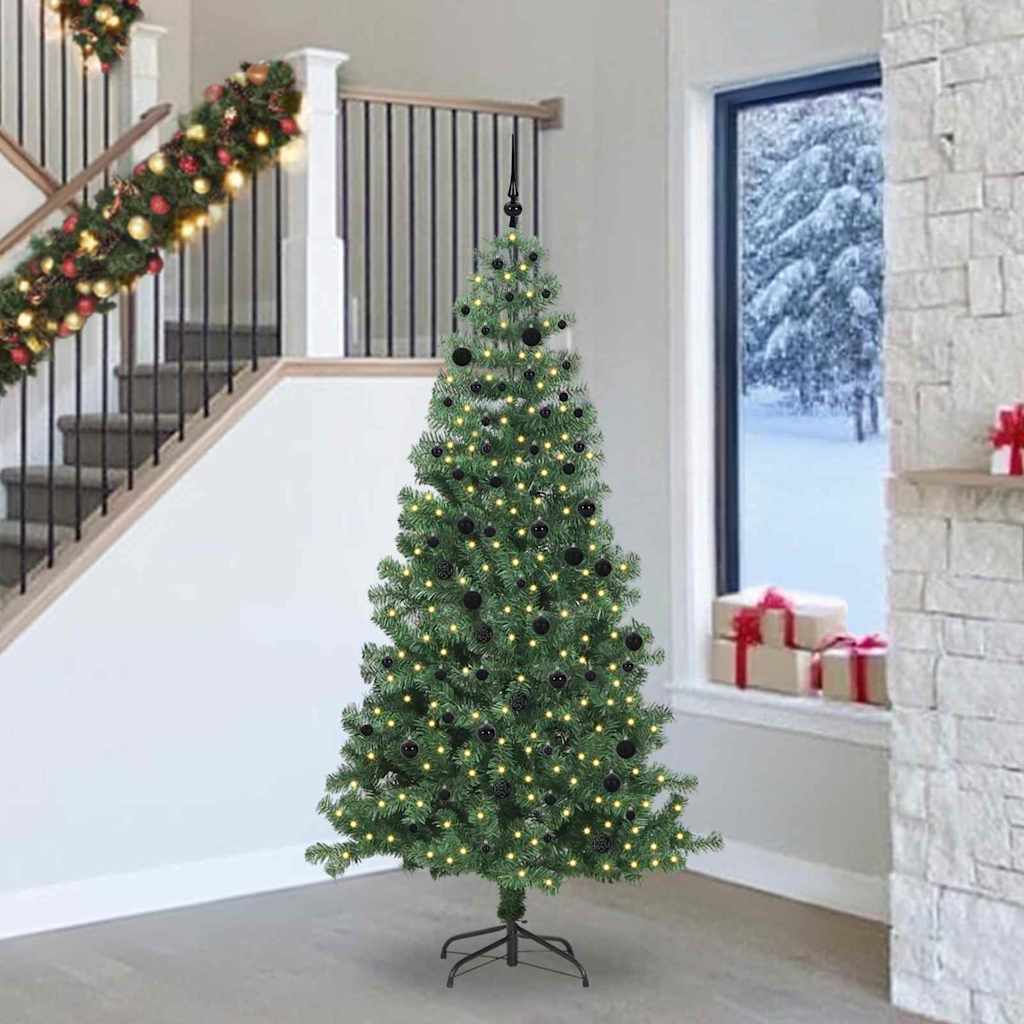 Sapin de Noël avec 300 LED avec support Vert 240 cm PVC - XIOS