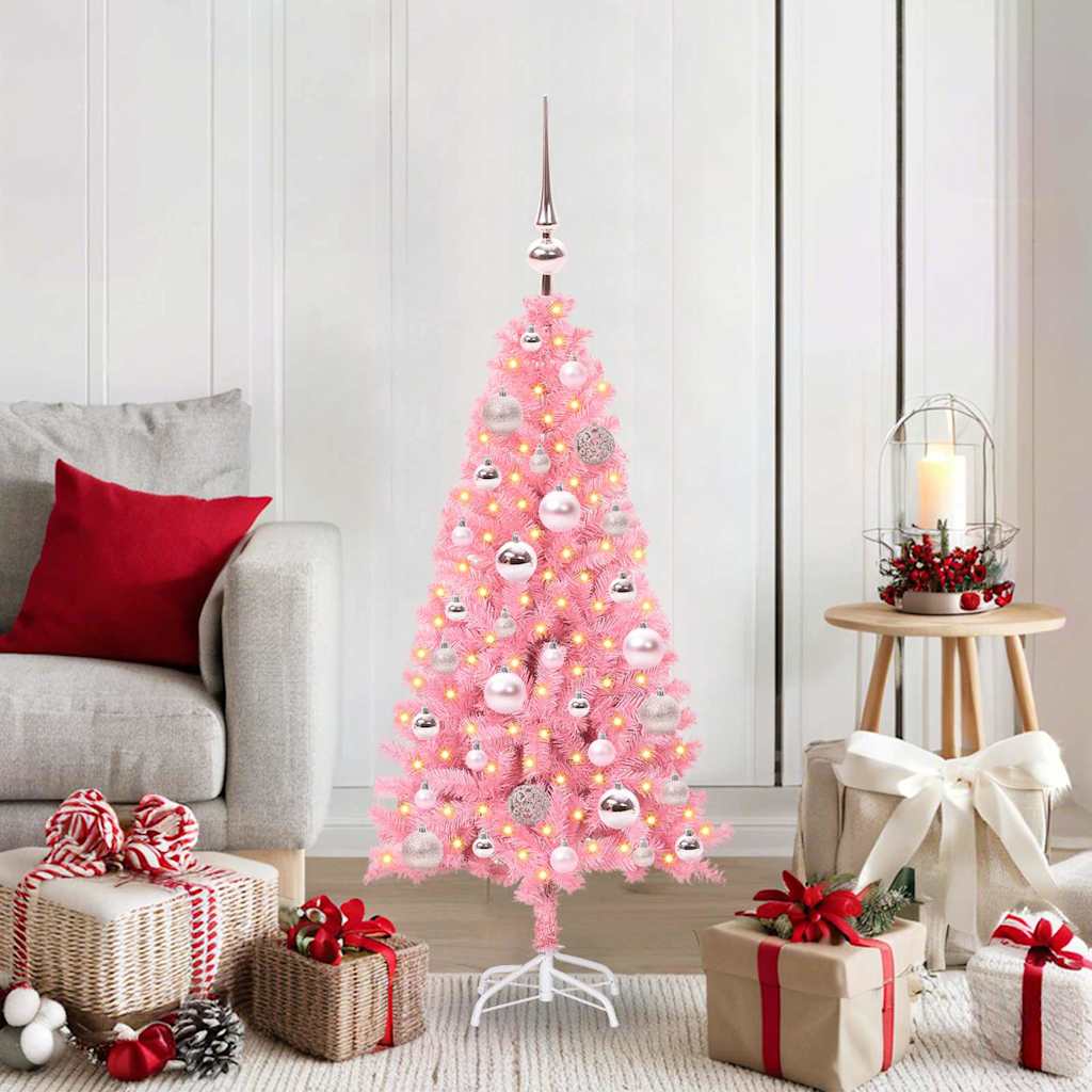 Sapin de Noël avec 150 LED avec support Rose 120 cm PVC - XIOS