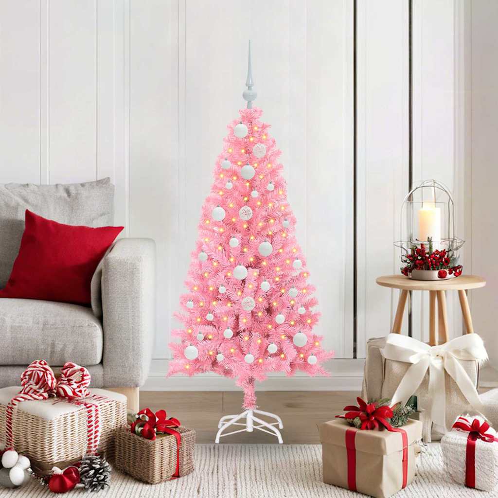 Sapin de Noël avec 150 LED avec support Rose 120 cm PVC - XIOS
