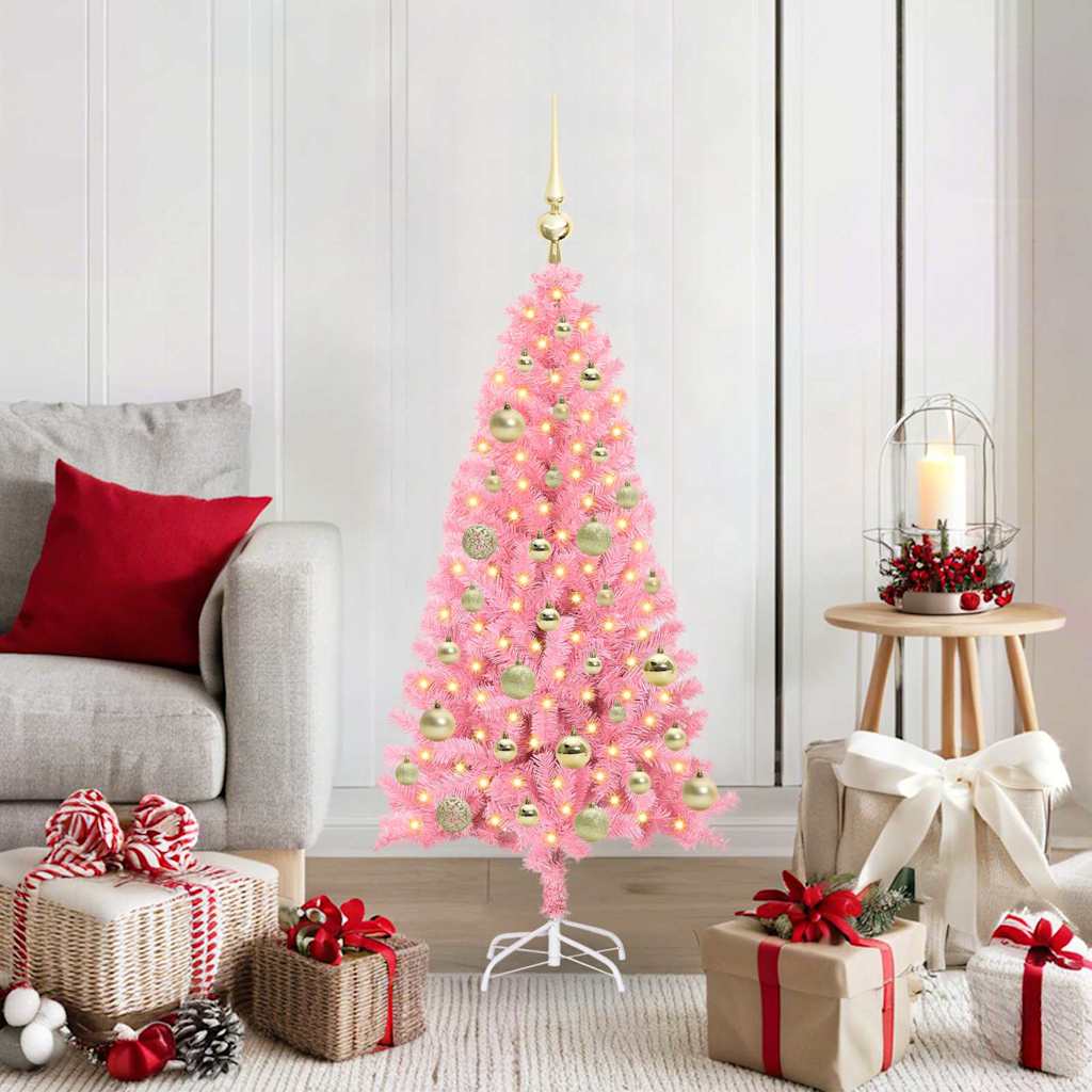 Sapin de Noël avec 150 LED avec support Rose 120 cm PVC - XIOS