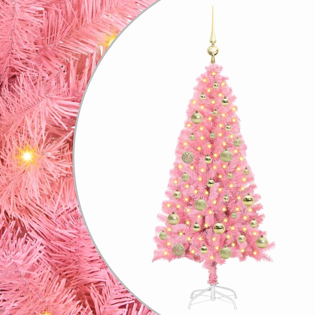 Sapin de Noël avec 150 LED avec support Rose 120 cm PVC - XIOS