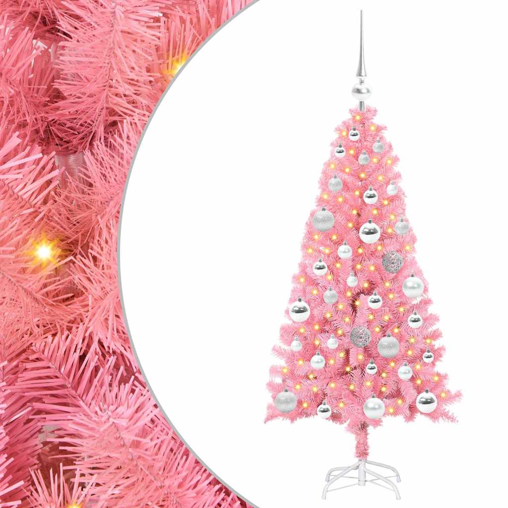 Sapin de Noël avec 150 LED avec support Rose 120 cm PVC - XIOS