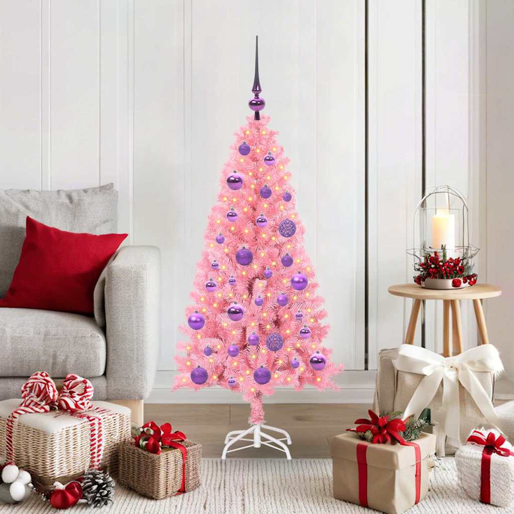 Sapin de Noël avec 150 LED avec support Rose 120 cm PVC - XIOS