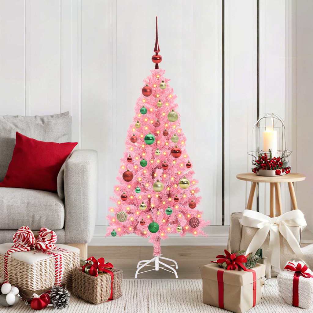 Sapin de Noël avec 150 LED avec support Rose 120 cm PVC - XIOS