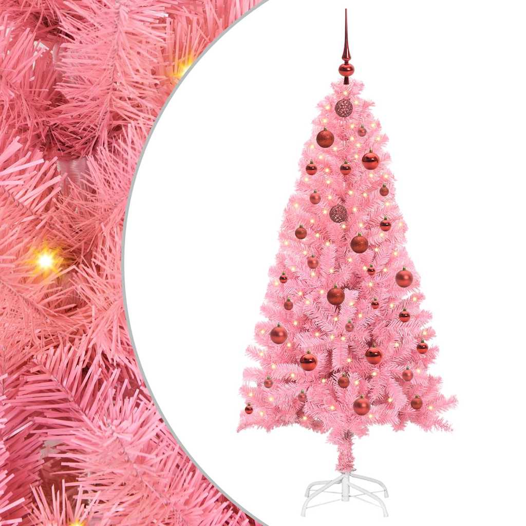 Sapin de Noël avec 150 LED avec support Rose 150 cm PVC - XIOS